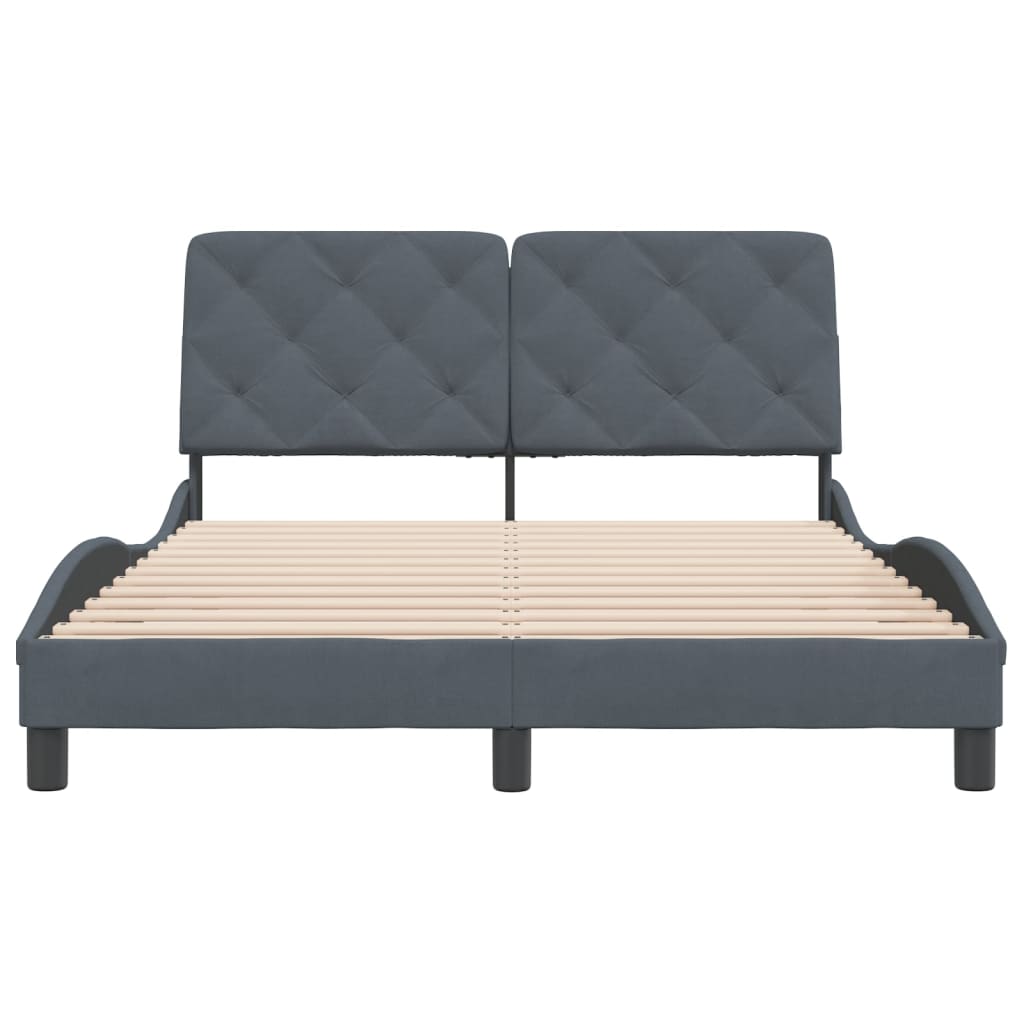 Cadre de lit sans matelas gris foncé 140x190 cm velours - XIOS