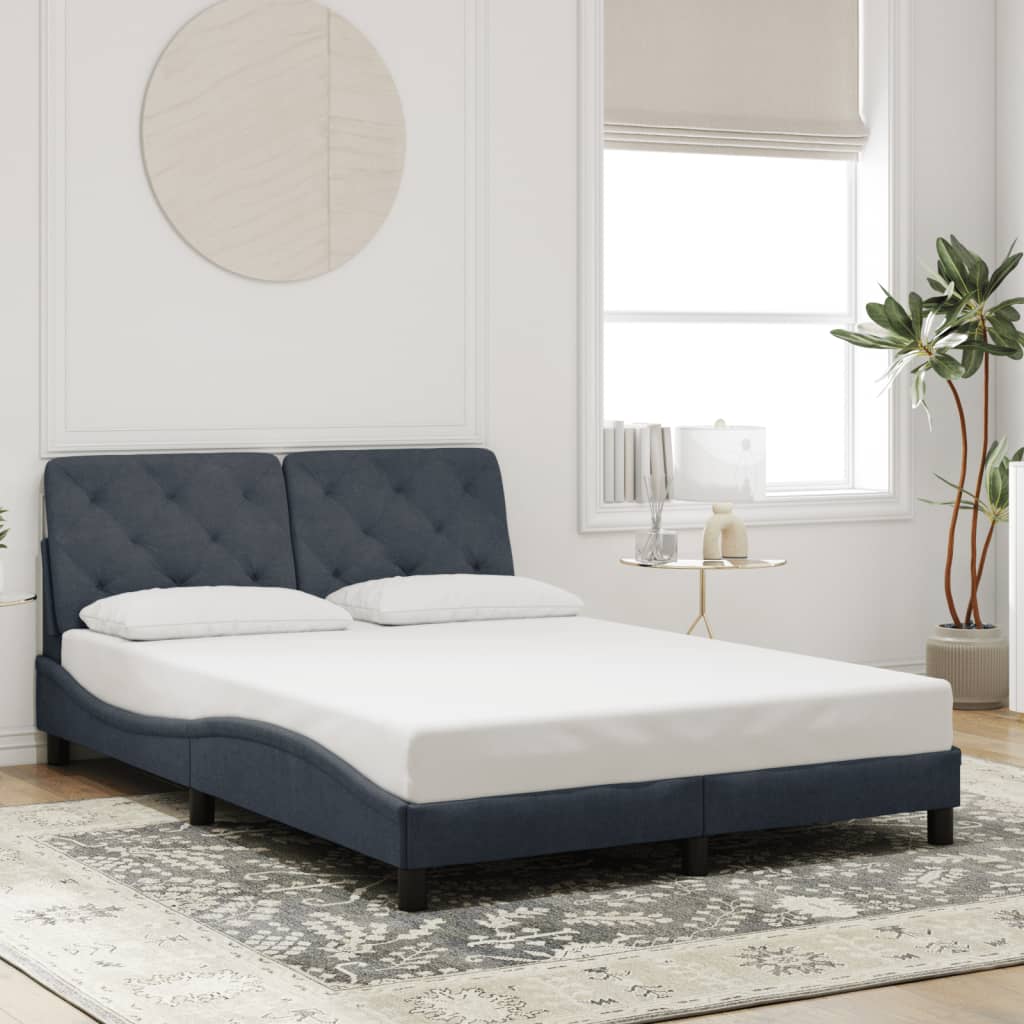 Cadre de lit sans matelas gris foncé 140x190 cm velours - XIOS