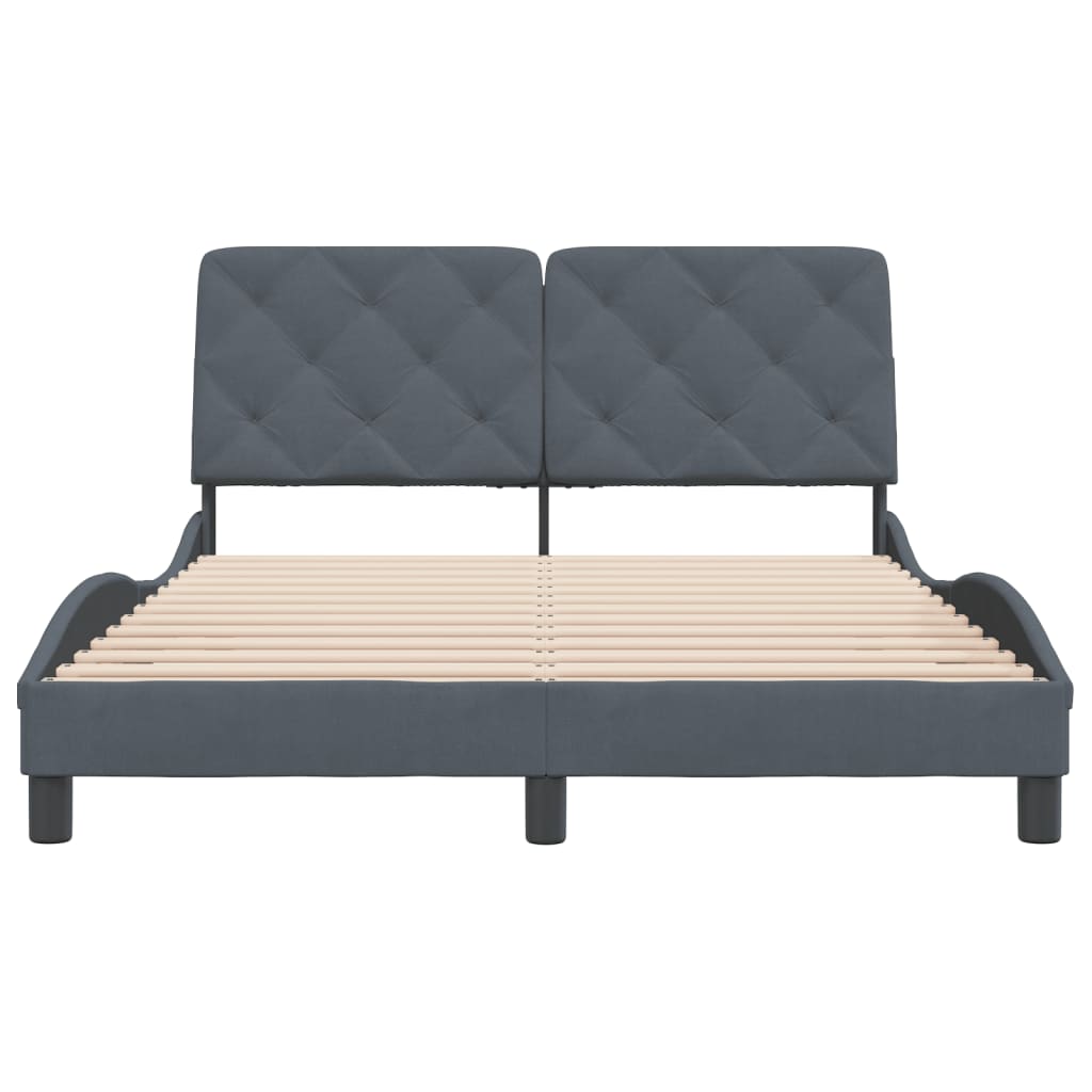 Cadre de lit sans matelas gris foncé 140x200 cm velours - XIOS