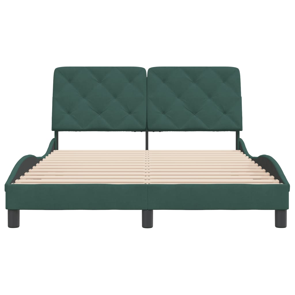 Cadre de lit sans matelas vert foncé 140x200 cm velours - XIOS