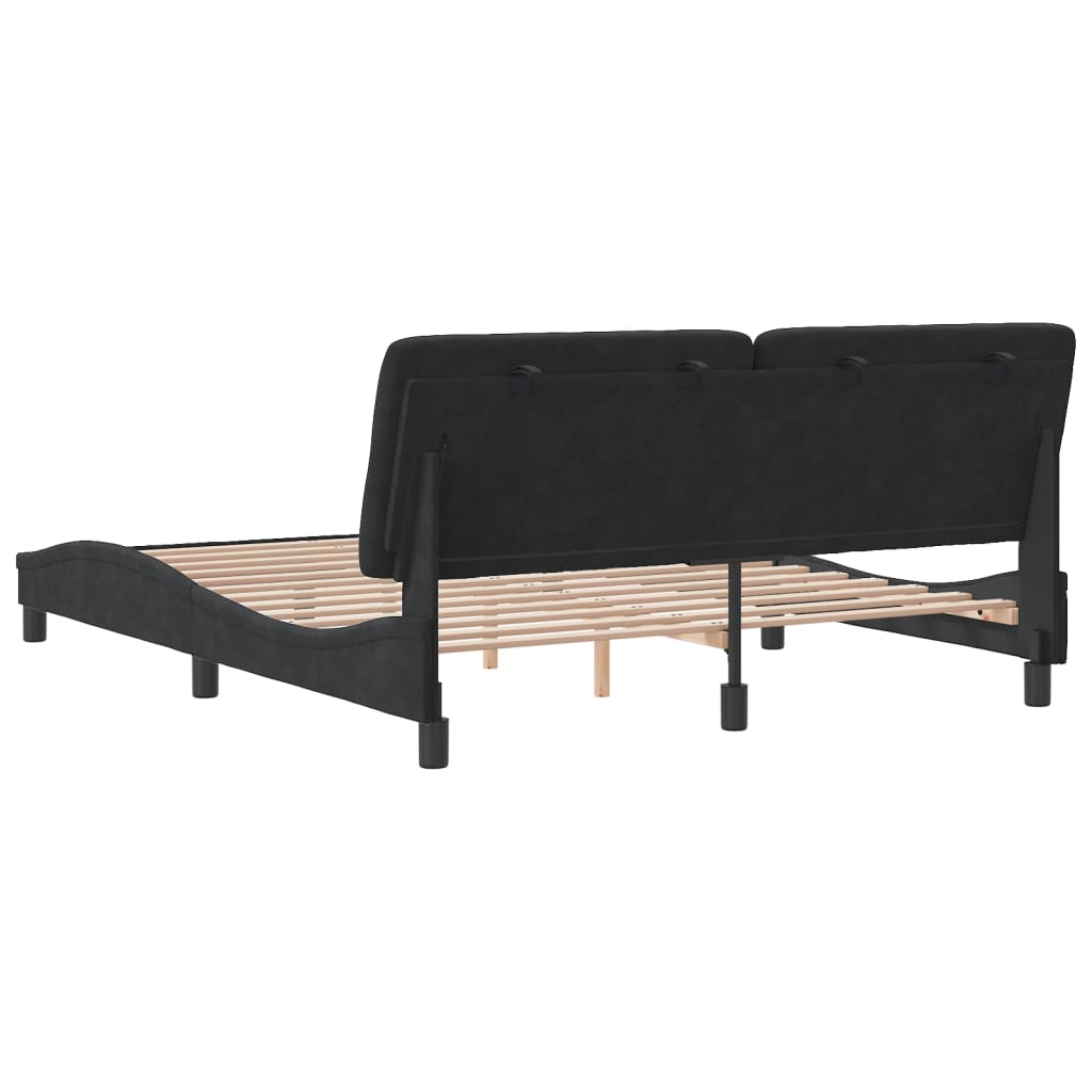 Cadre de lit sans matelas noir 160x200 cm velours - XIOS