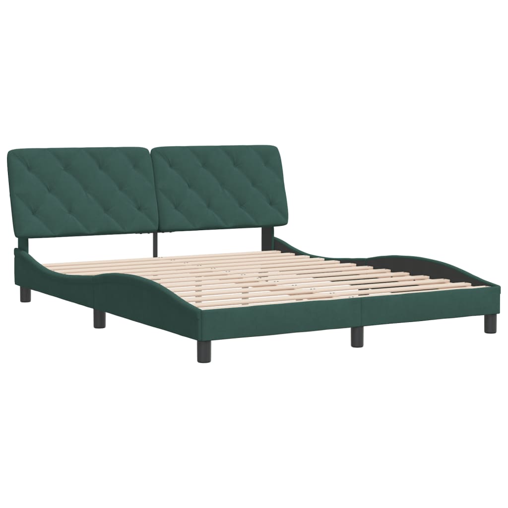 Cadre de lit sans matelas vert foncé 160x200 cm velours - XIOS