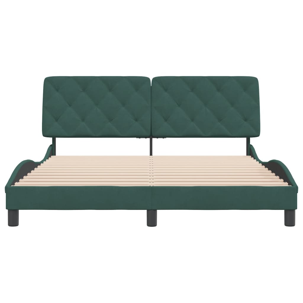 Cadre de lit sans matelas vert foncé 160x200 cm velours - XIOS