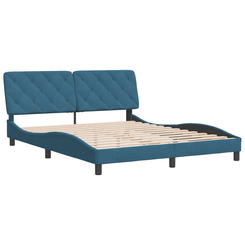 Cadre de lit sans matelas bleu 160x200 cm velours - XIOS