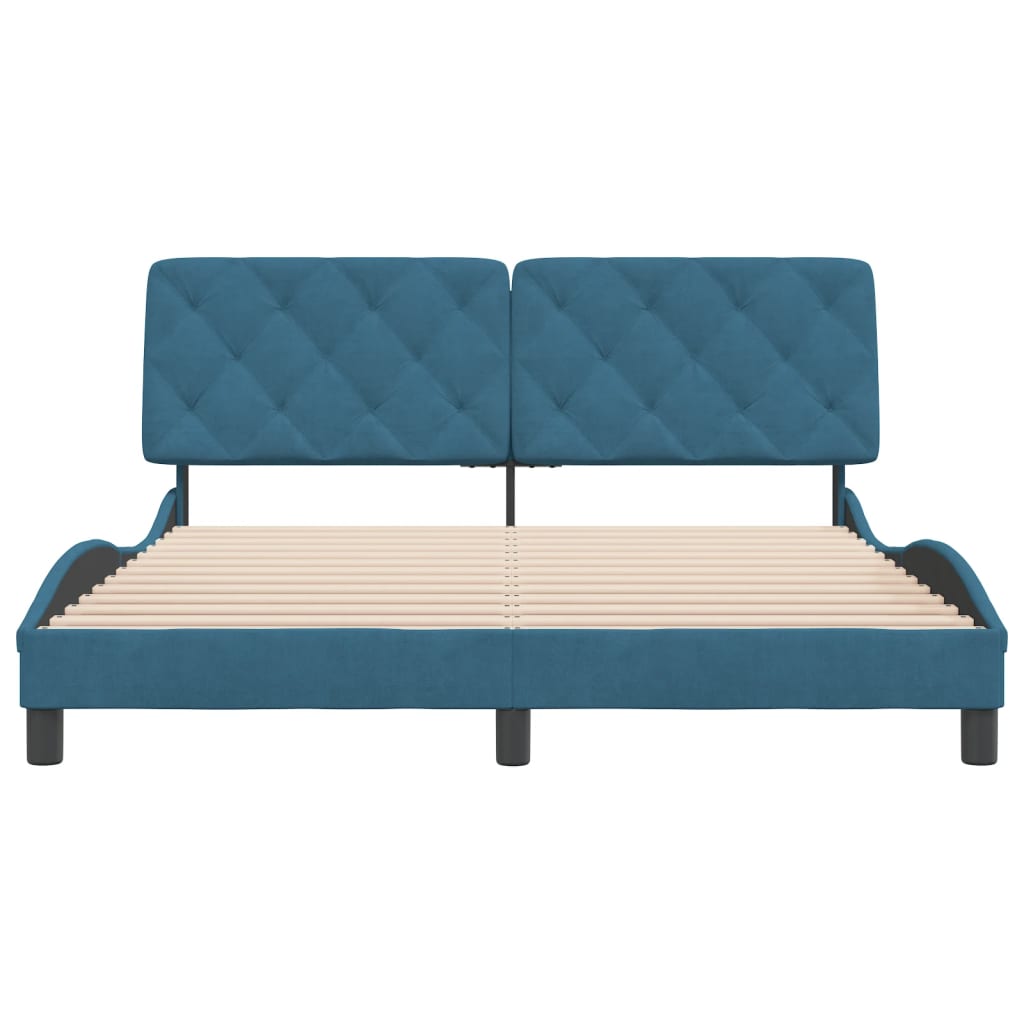 Cadre de lit sans matelas bleu 160x200 cm velours - XIOS