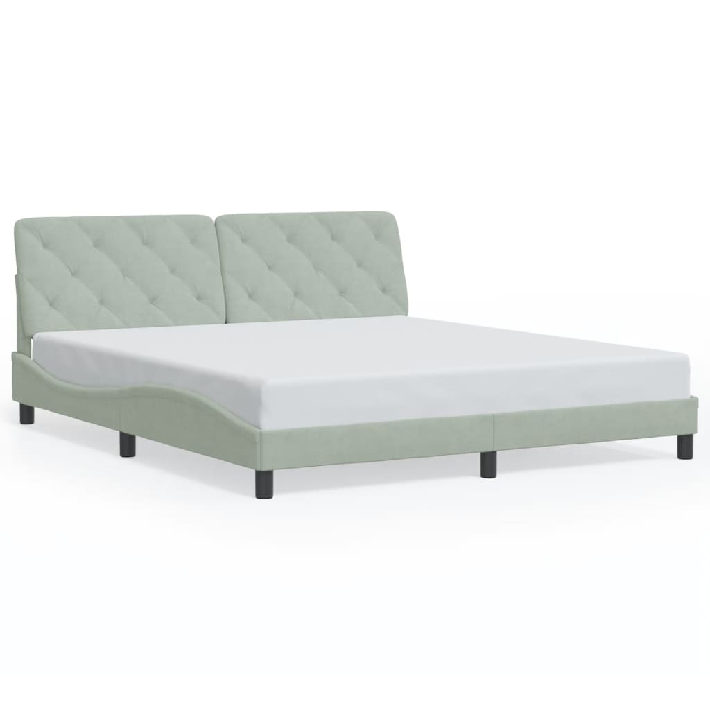 Cadre de lit sans matelas gris clair 180x200 cm velours - XIOS