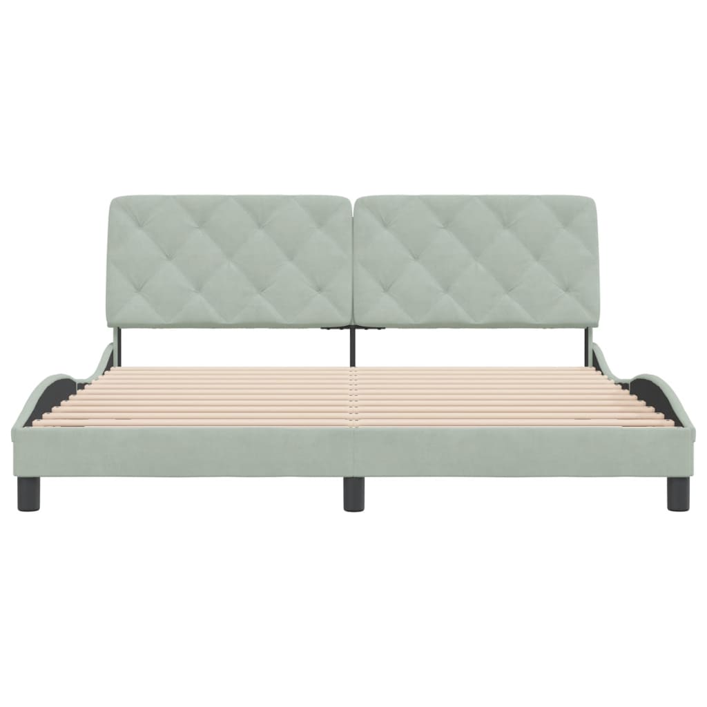 Cadre de lit sans matelas gris clair 180x200 cm velours - XIOS