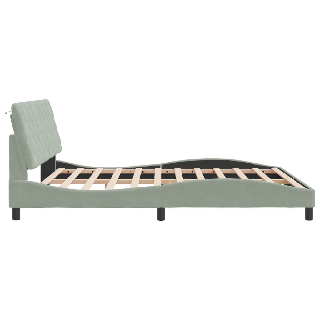 Cadre de lit sans matelas gris clair 180x200 cm velours - XIOS