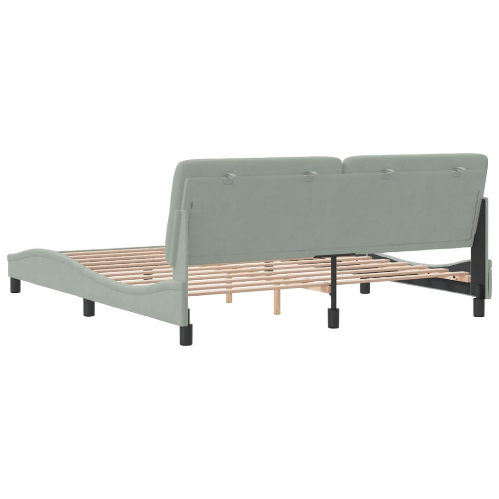 Cadre de lit sans matelas gris clair 180x200 cm velours - XIOS