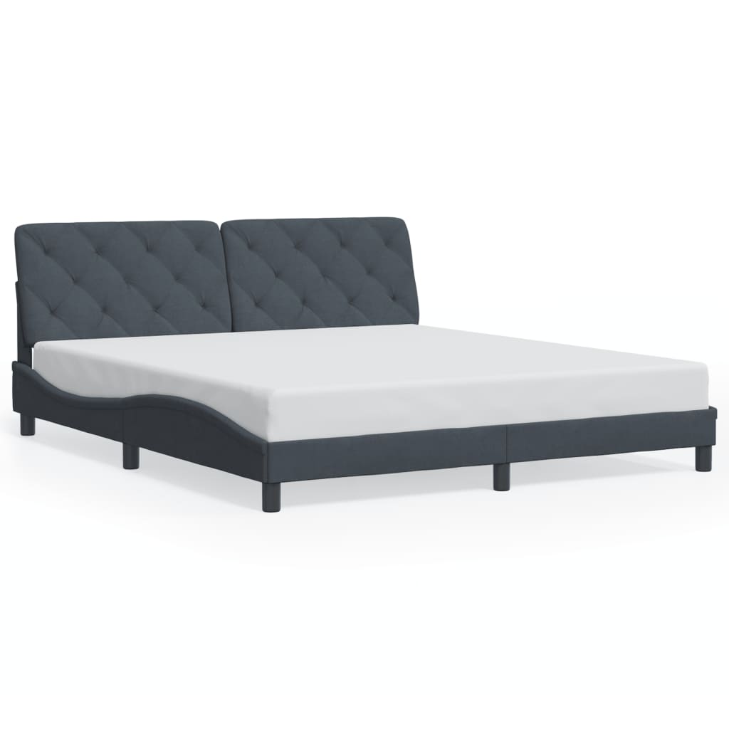Cadre de lit sans matelas gris foncé 180x200 cm velours - XIOS