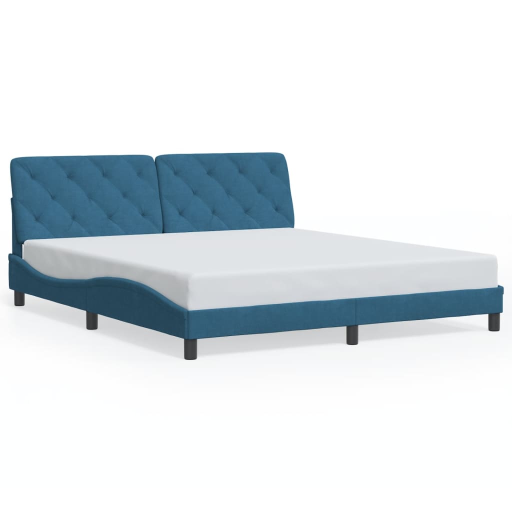 Cadre de lit sans matelas bleu 180x200 cm velours - XIOS