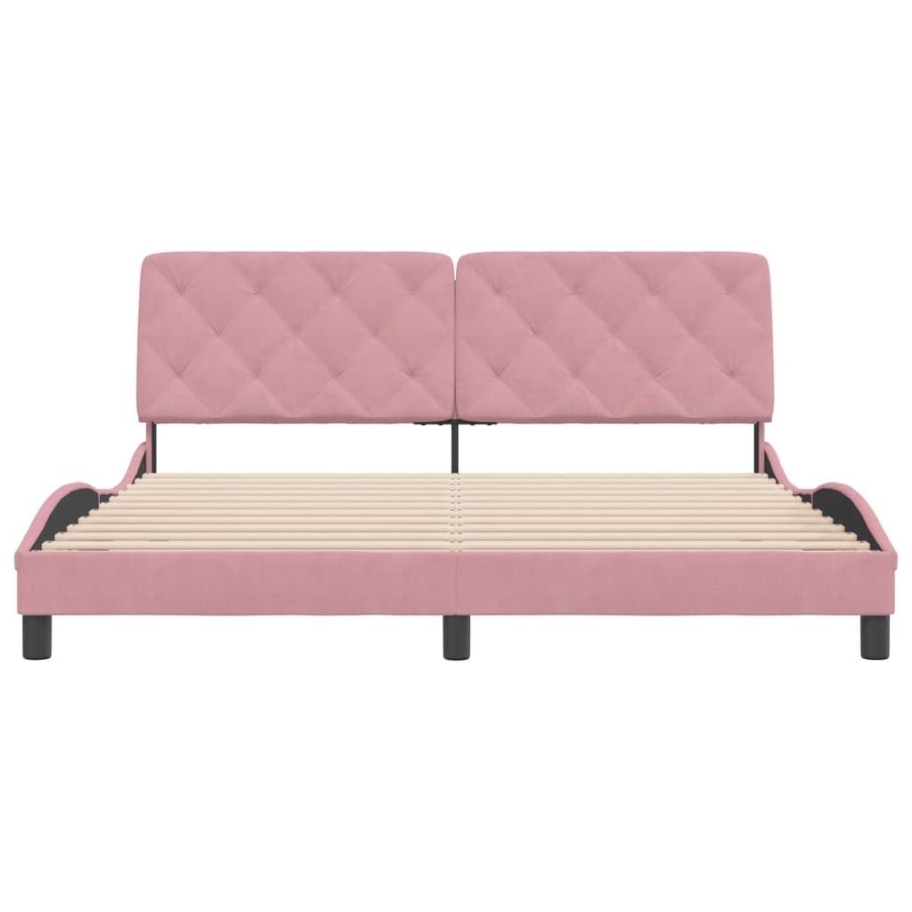Cadre de lit sans matelas rose 180x200 cm velours - XIOS
