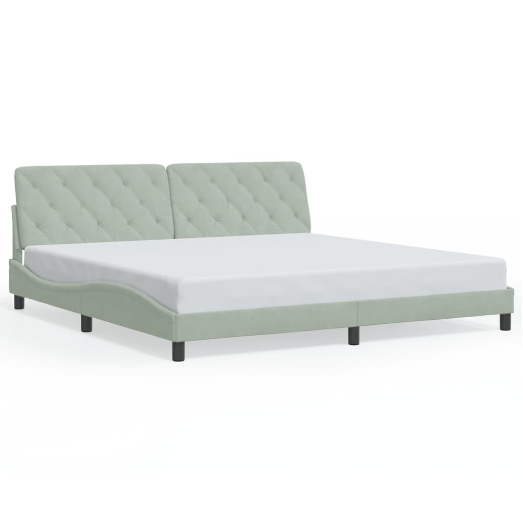 Cadre de lit sans matelas gris clair 200x200 cm velours - XIOS
