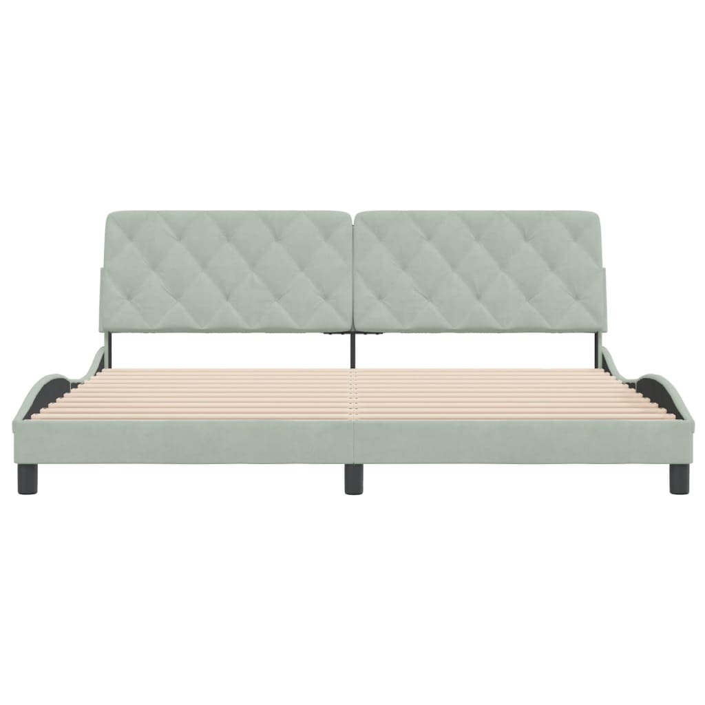 Cadre de lit sans matelas gris clair 200x200 cm velours - XIOS