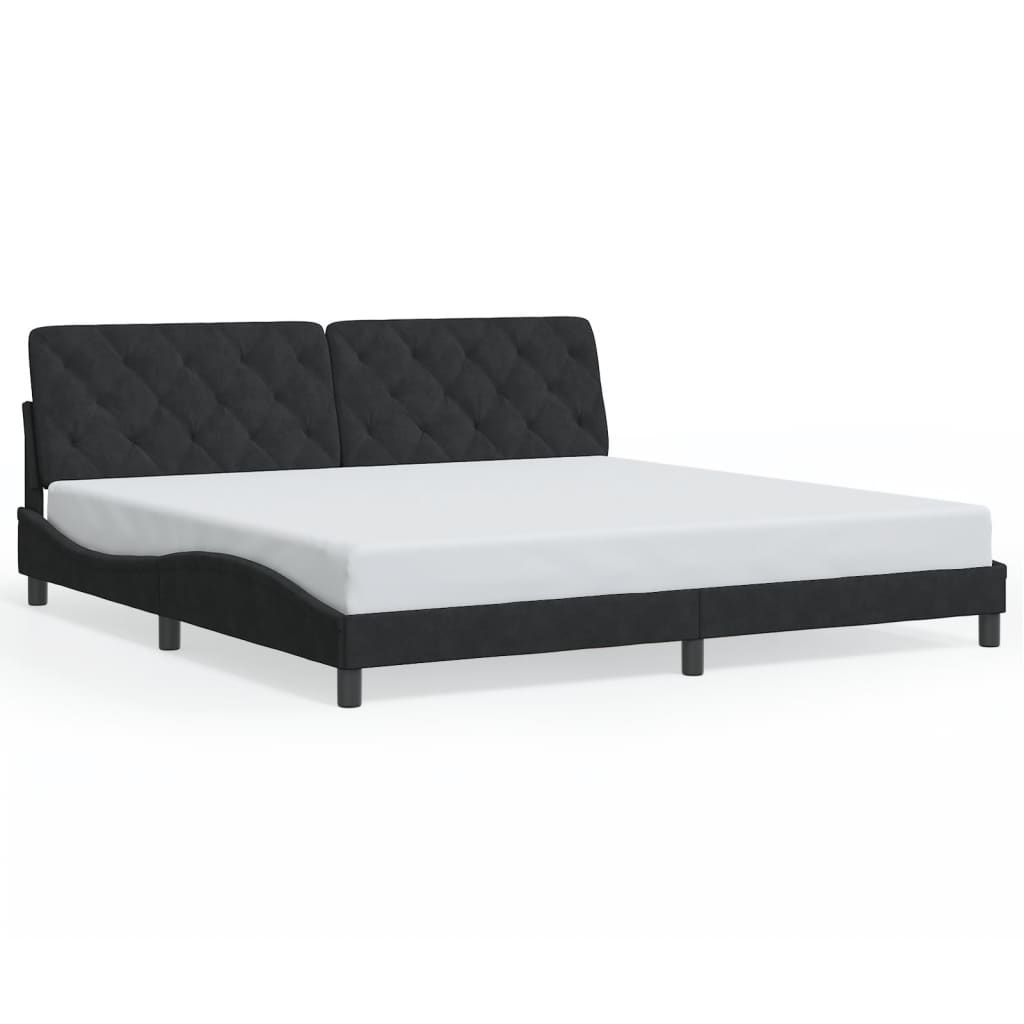 Cadre de lit sans matelas noir 200x200 cm velours - XIOS