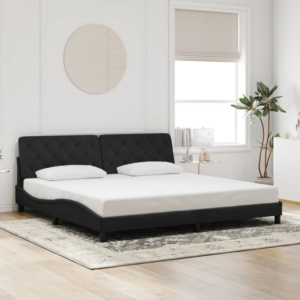 Cadre de lit sans matelas noir 200x200 cm velours - XIOS