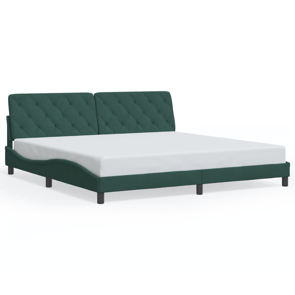 Cadre de lit sans matelas vert foncé 200x200 cm velours - XIOS