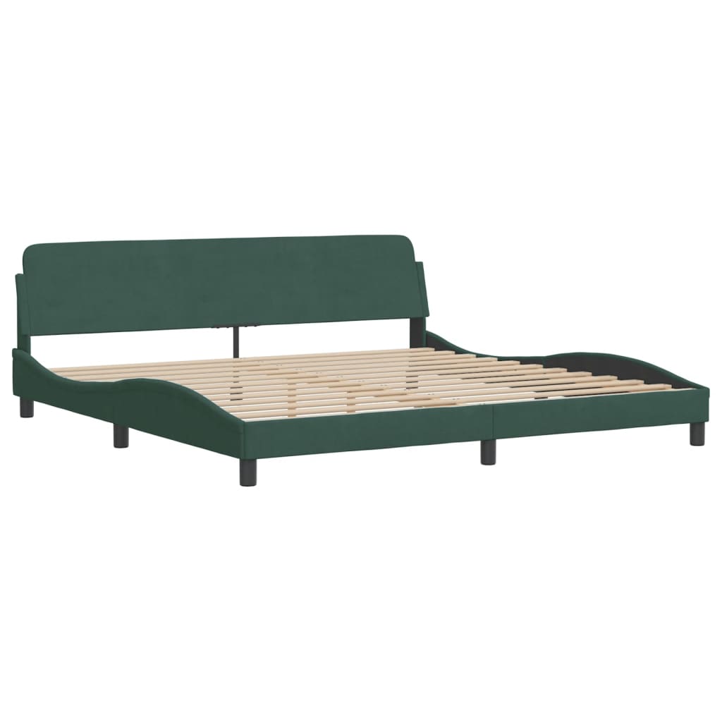 Cadre de lit sans matelas vert foncé 200x200 cm velours - XIOS