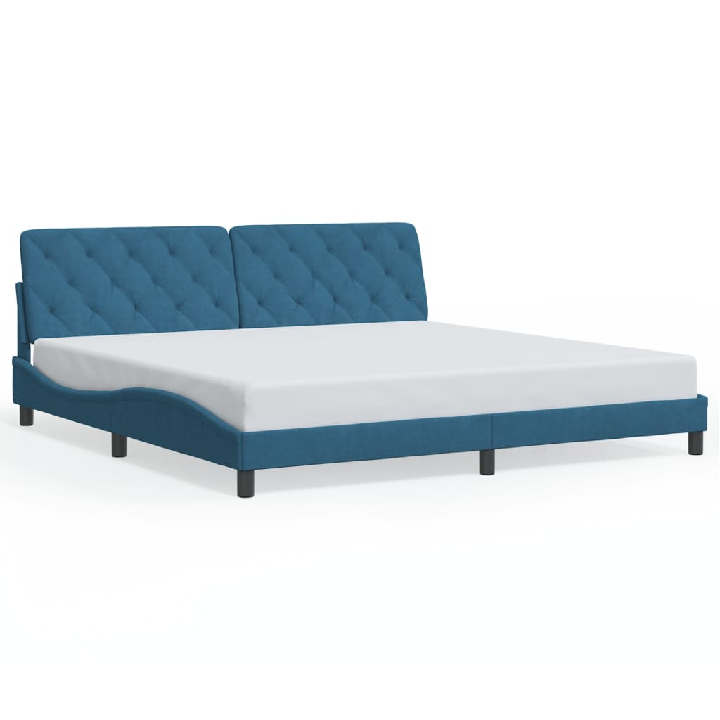 Cadre de lit sans matelas bleu 200x200 cm velours - XIOS