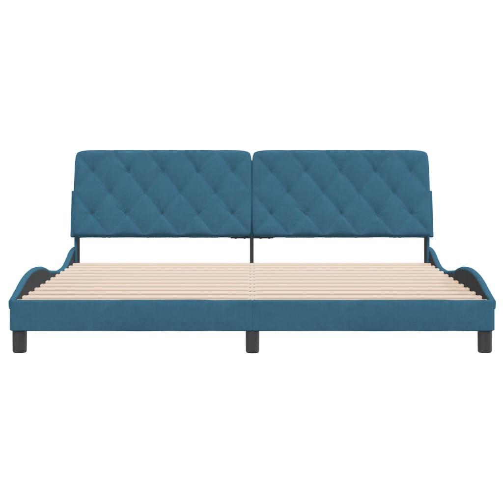 Cadre de lit sans matelas bleu 200x200 cm velours - XIOS