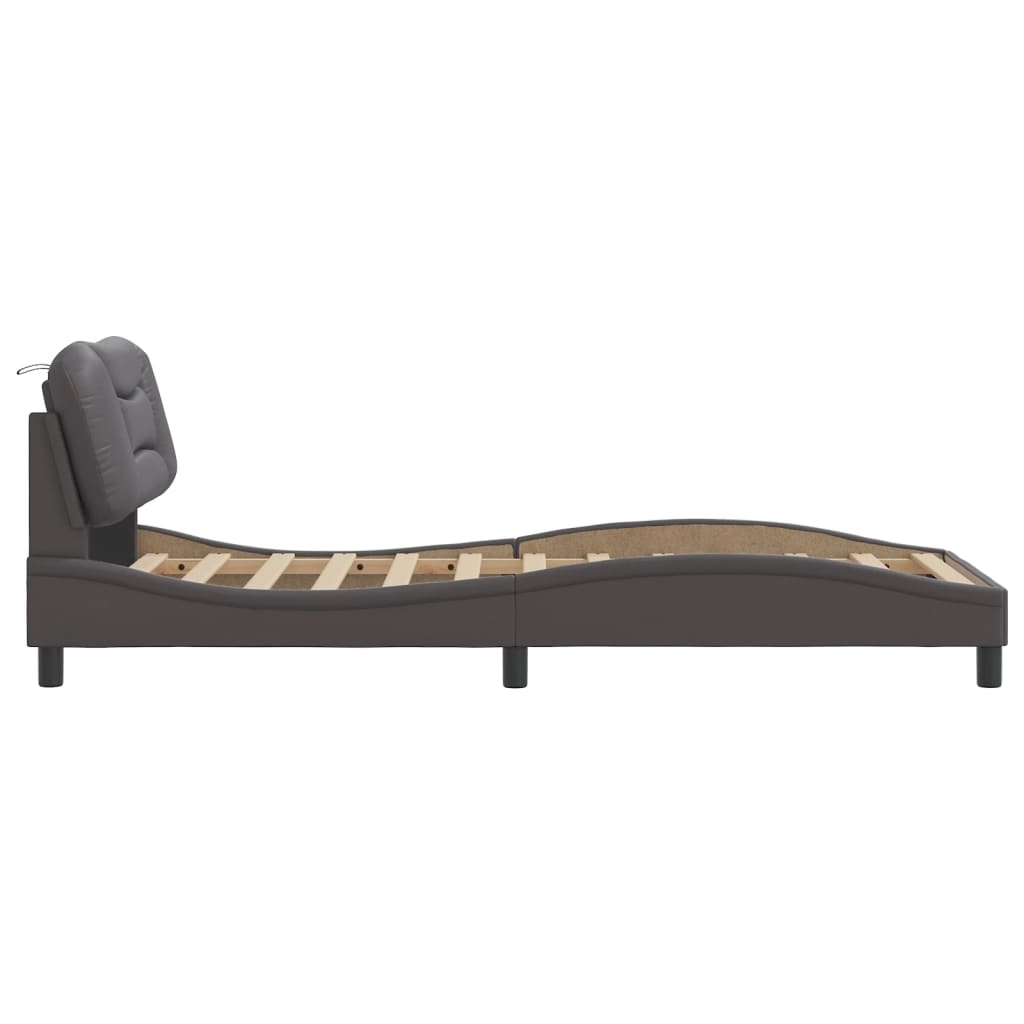 Cadre de lit sans matelas Hvar gris 80x200 cm similicuir - XIOS