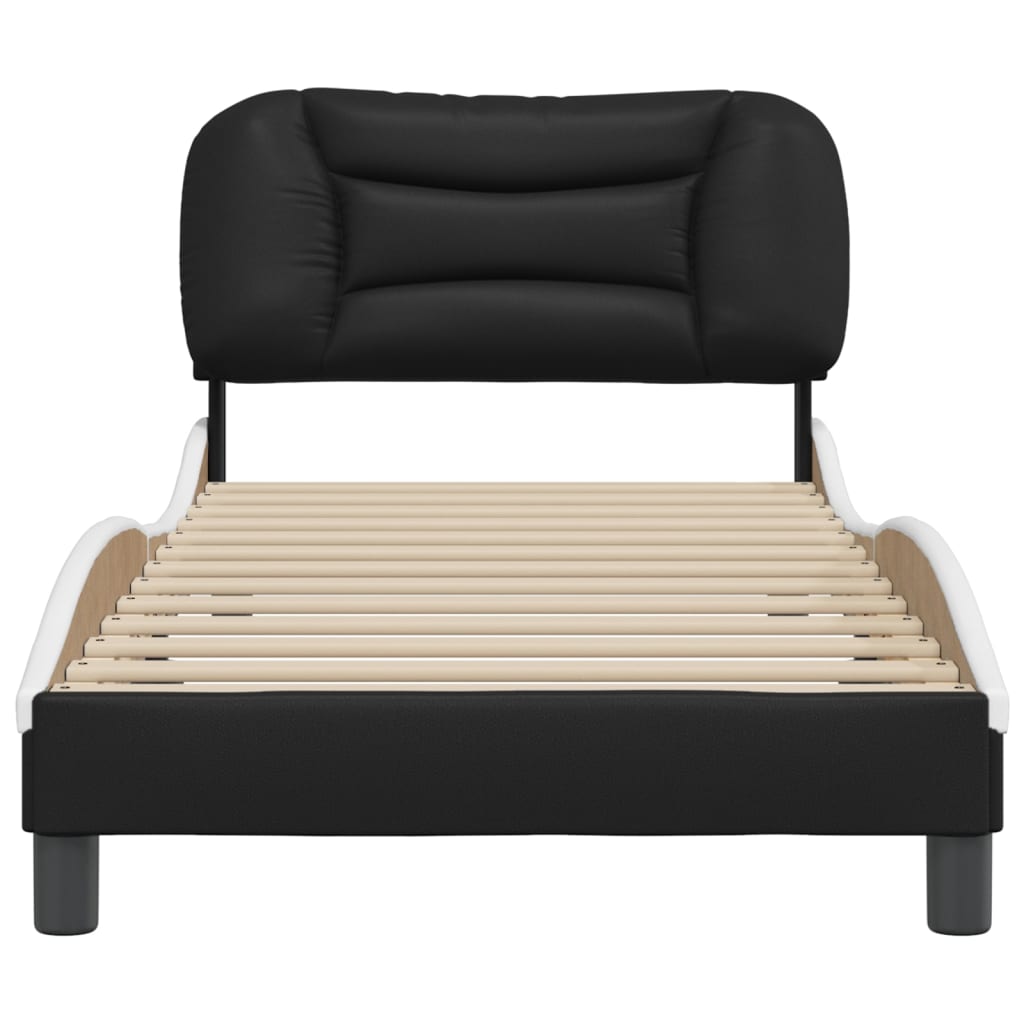 Cadre de lit sans matelas noir et blanc 80x200 cm similicuir - XIOS