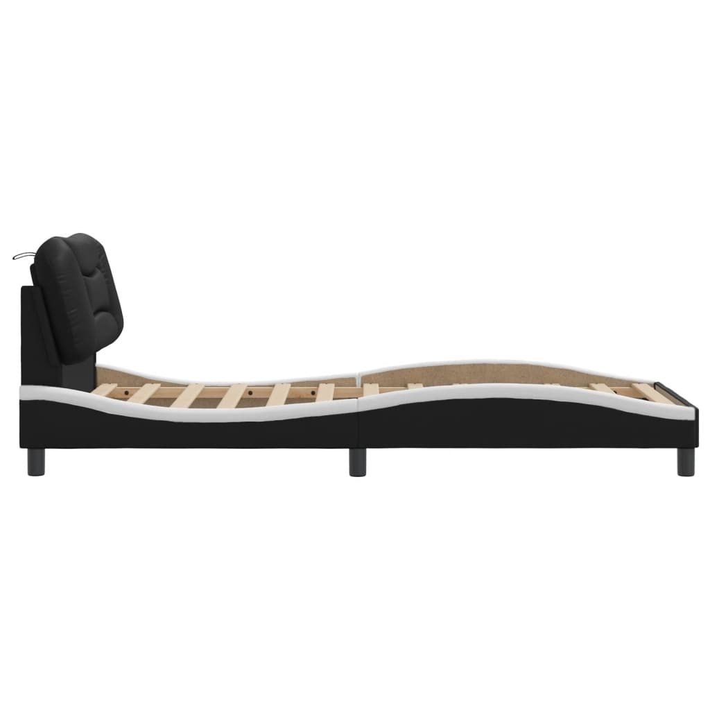 Cadre de lit sans matelas noir et blanc 80x200 cm similicuir - XIOS