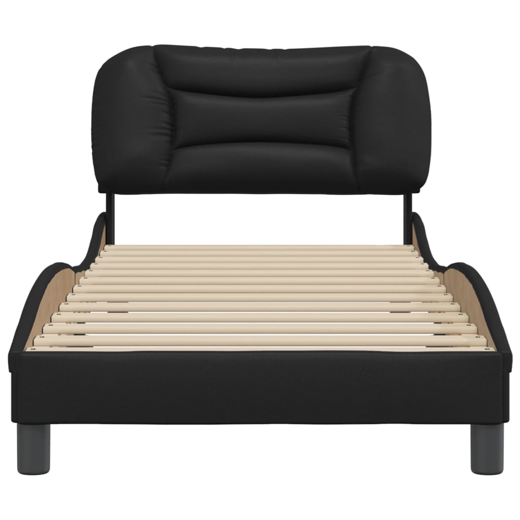 Cadre de lit sans matelas noir 90x190 cm similicuir - XIOS