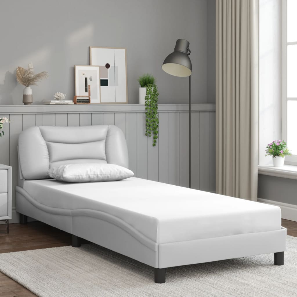 Cadre de lit sans matelas Hvar blanc 90x190 cm similicuir - XIOS