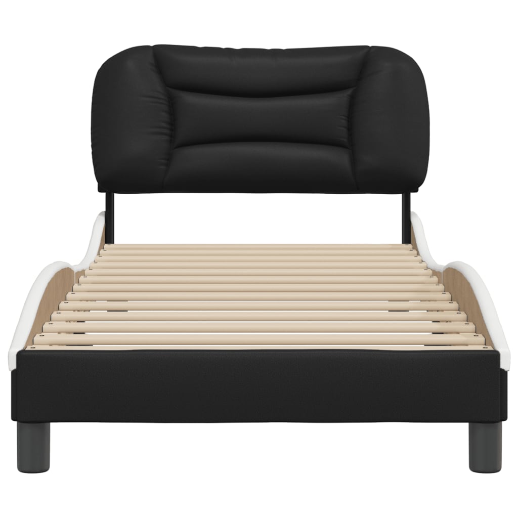 Cadre de lit sans matelas noir et blanc 90x190 cm similicuir - XIOS