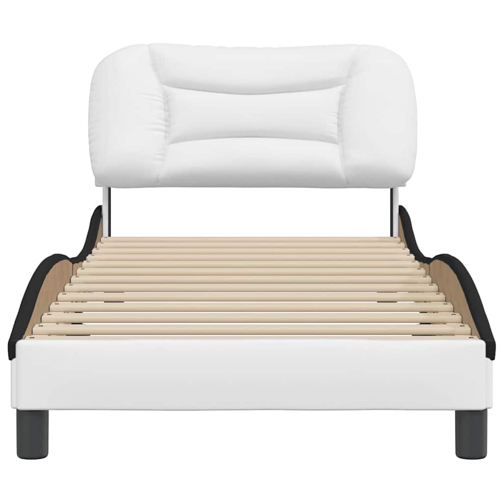 Cadre de lit sans matelas blanc et noir 90x190 cm similicuir - XIOS