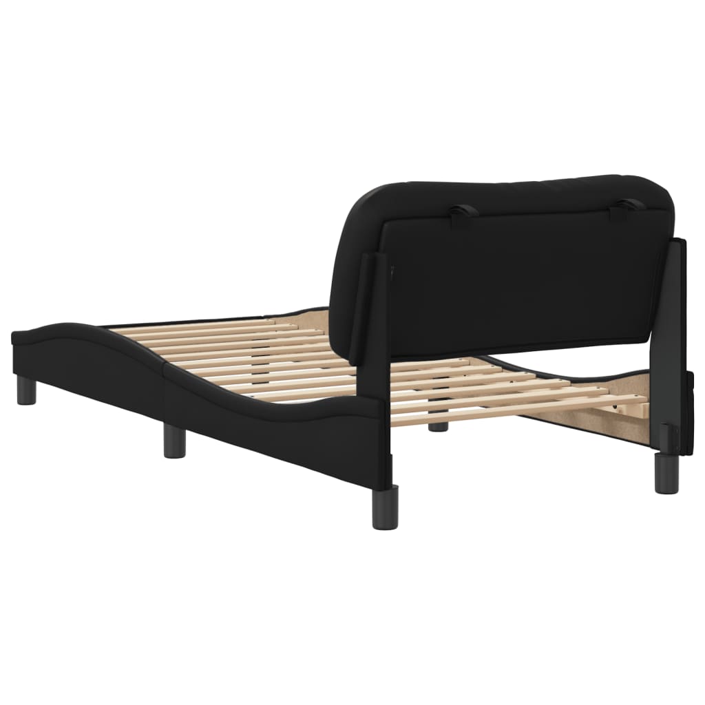 Cadre de lit sans matelas noir 90x200 cm similicuir - XIOS