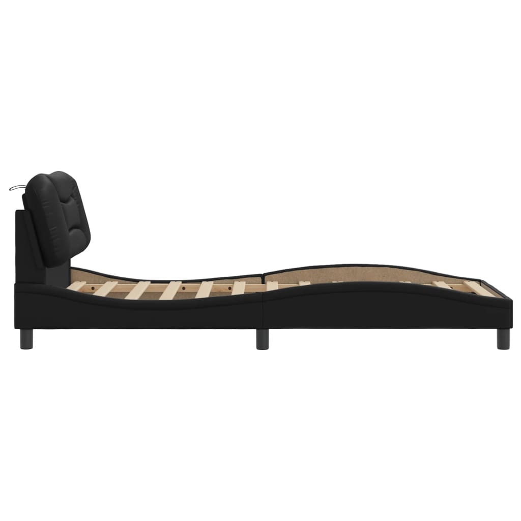 Cadre de lit sans matelas noir 90x200 cm similicuir - XIOS