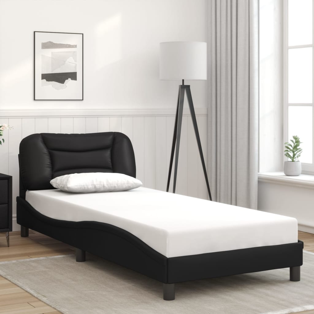 Cadre de lit sans matelas noir 90x200 cm similicuir - XIOS