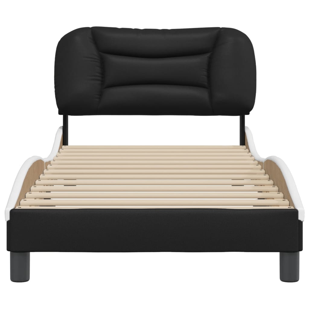 Cadre de lit sans matelas Hvar noir et blanc 90x200 cm similicuir - XIOS