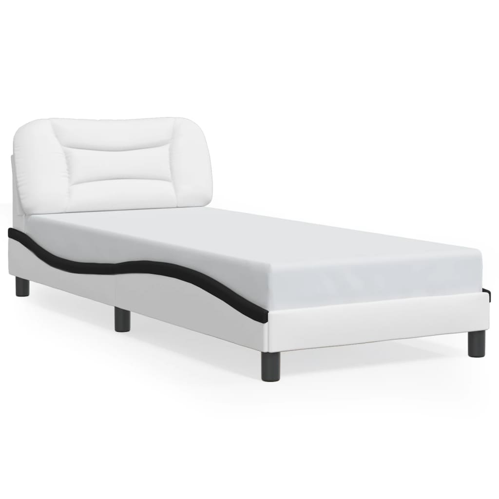 Cadre de lit sans matelas Hvar blanc et noir 90x200 cm similicuir - XIOS