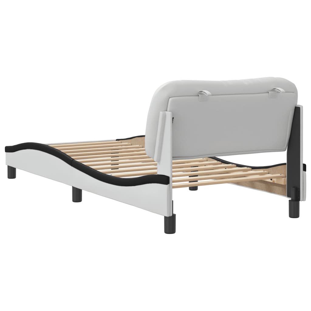 Cadre de lit sans matelas Hvar blanc et noir 90x200 cm similicuir - XIOS