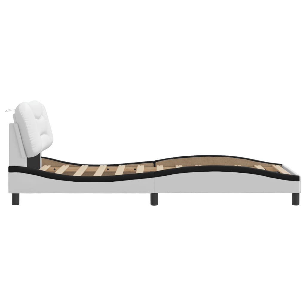 Cadre de lit sans matelas Hvar blanc et noir 90x200 cm similicuir - XIOS