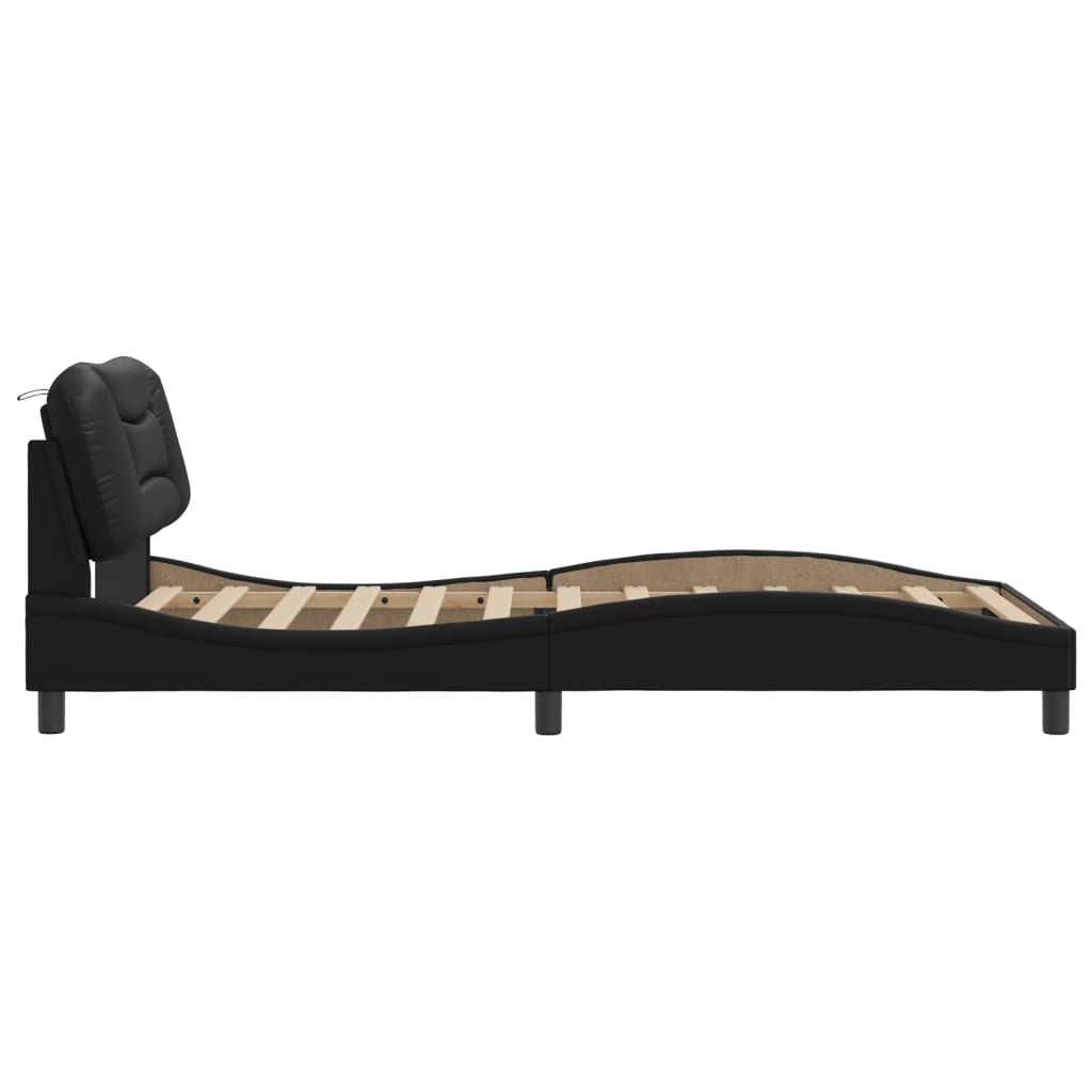 Cadre de lit sans matelas noir 100x200 cm similicuir - XIOS