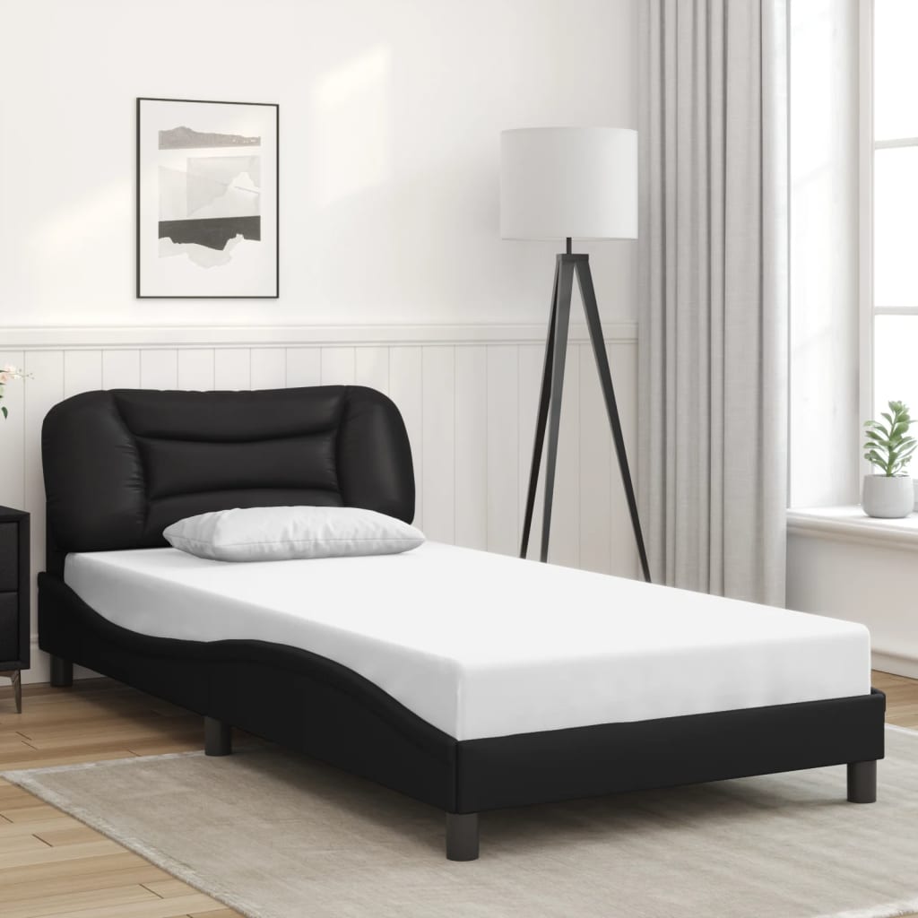Cadre de lit sans matelas noir 100x200 cm similicuir - XIOS