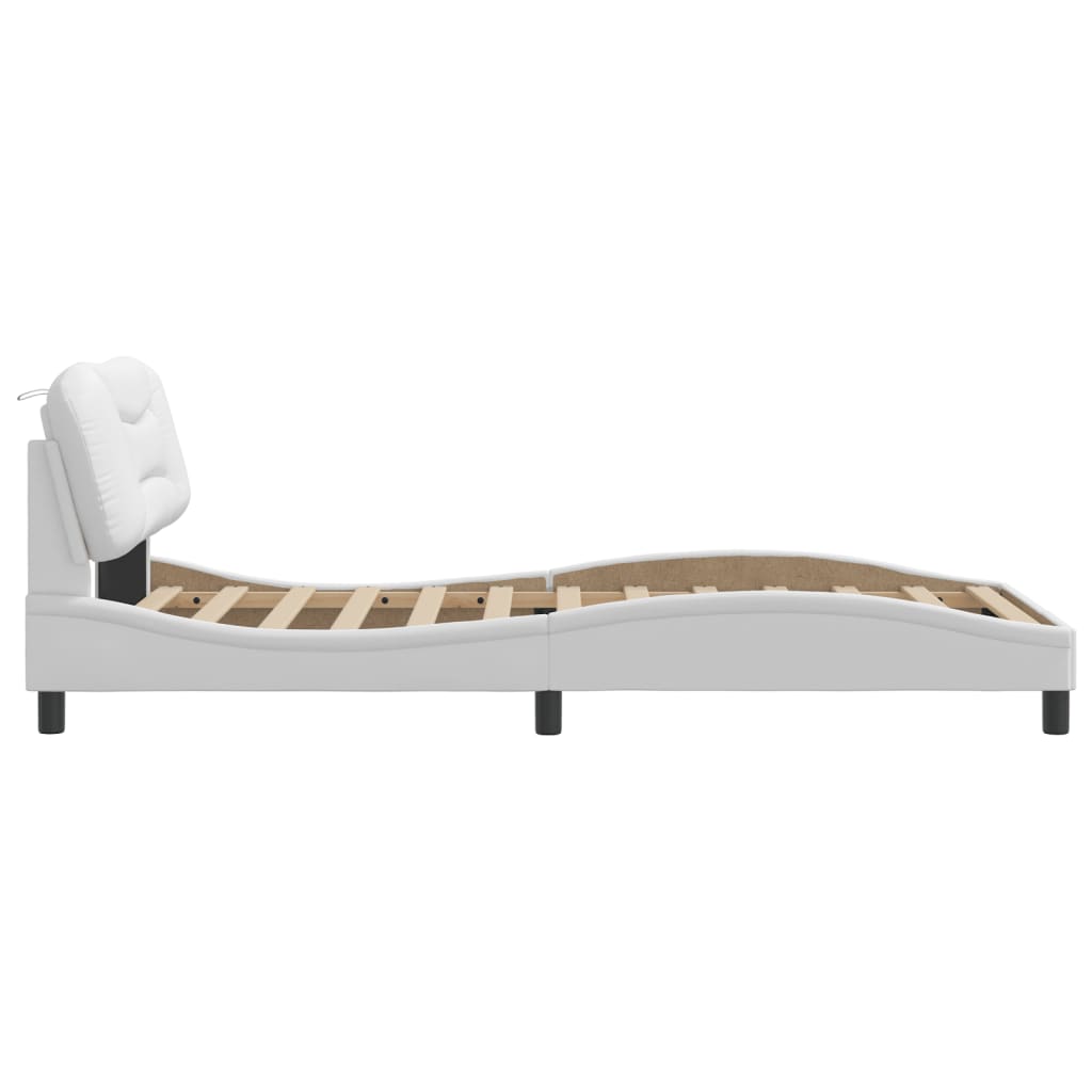 Cadre de lit sans matelas blanc 100x200 cm similicuir - XIOS