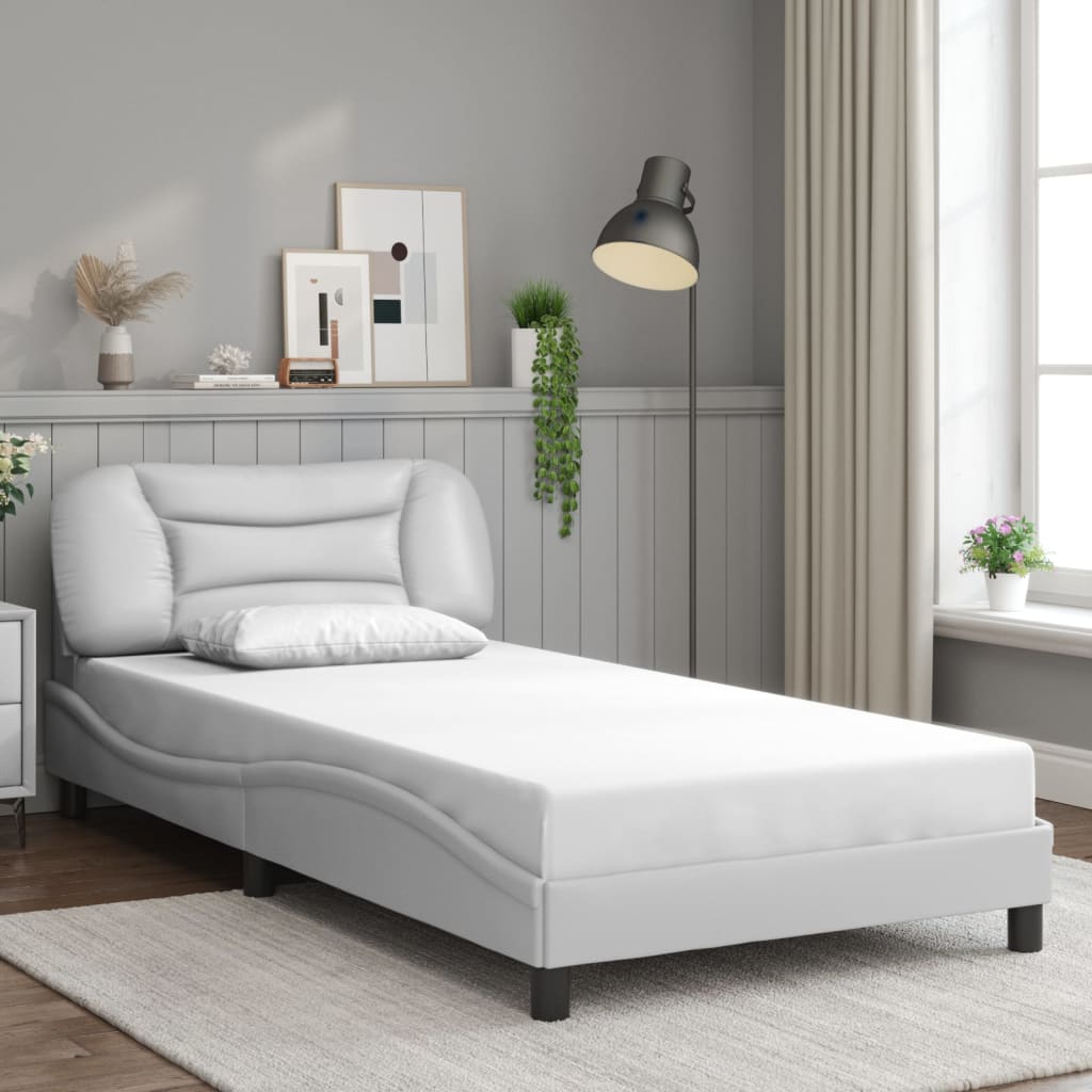 Cadre de lit sans matelas blanc 100x200 cm similicuir - XIOS