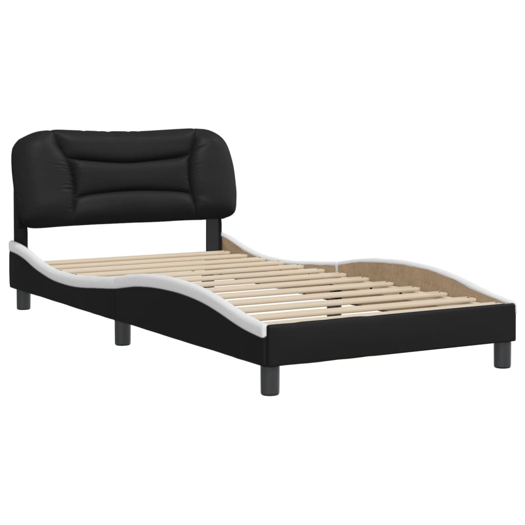 Cadre de lit sans matelas noir et blanc 100x200 cm similicuir - XIOS