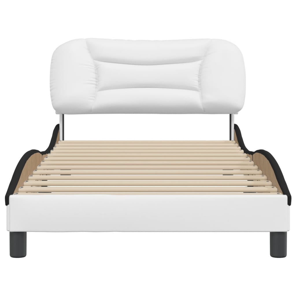 Cadre de lit sans matelas blanc et noir 100x200 cm similicuir - XIOS