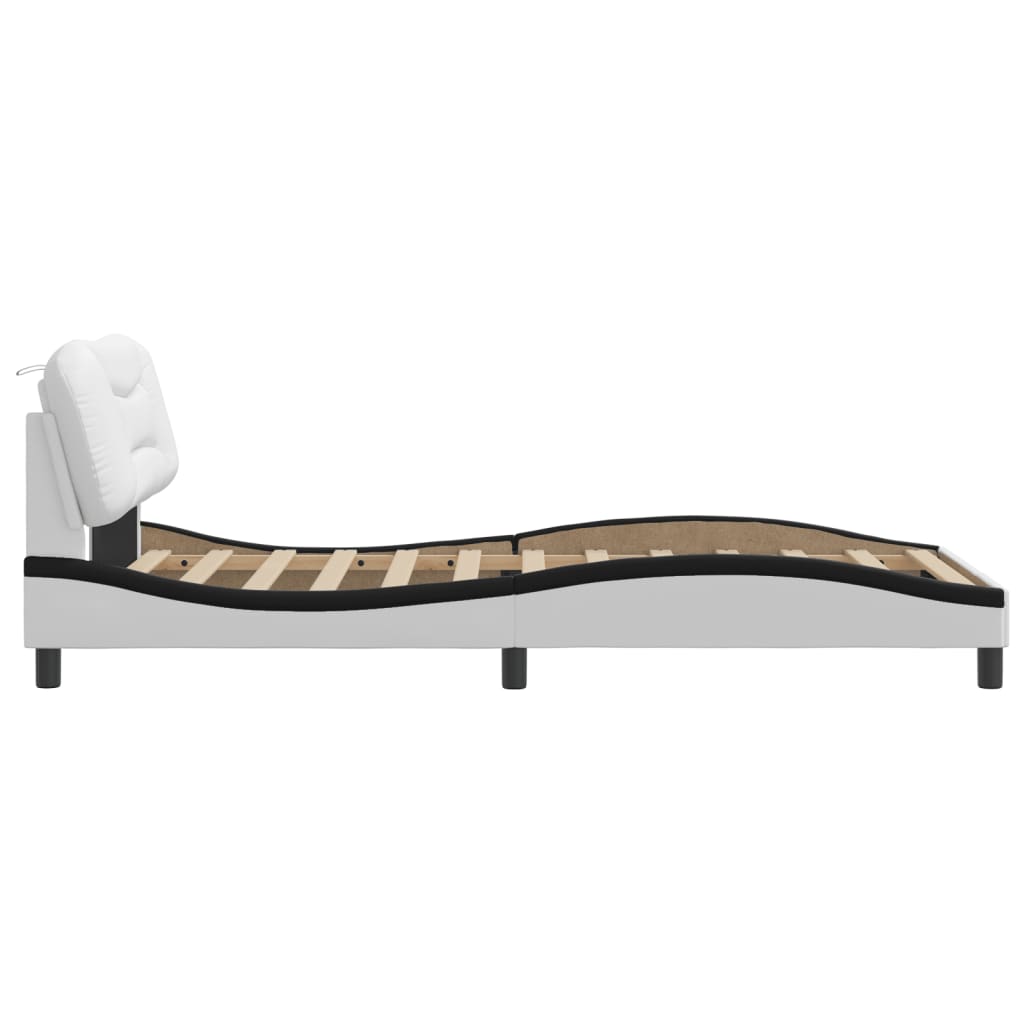 Cadre de lit sans matelas blanc et noir 100x200 cm similicuir - XIOS
