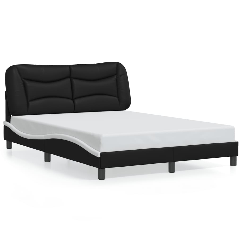 Cadre de lit sans matelas noir et blanc 120x200 cm similicuir - XIOS
