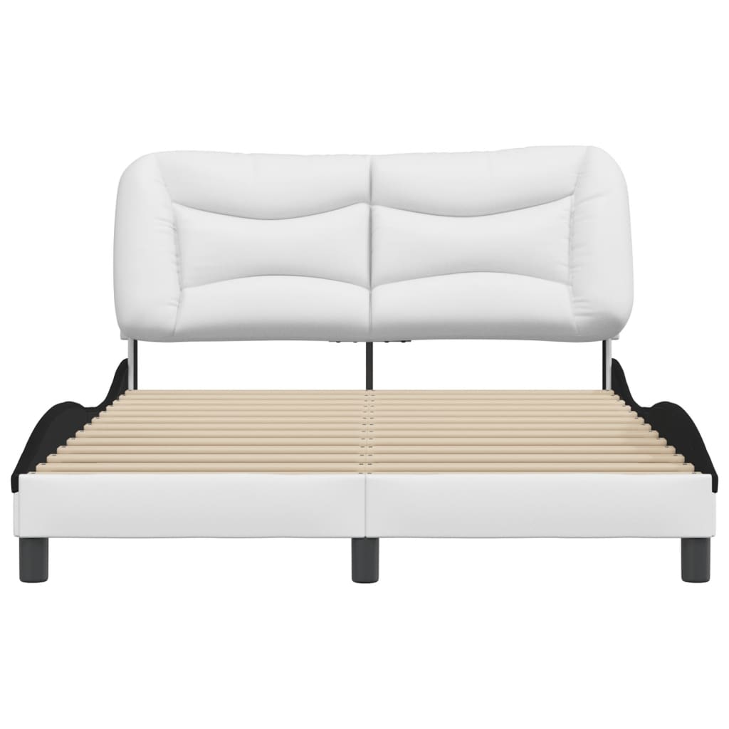 Cadre de lit sans matelas blanc et noir 120x200 cm similicuir - XIOS