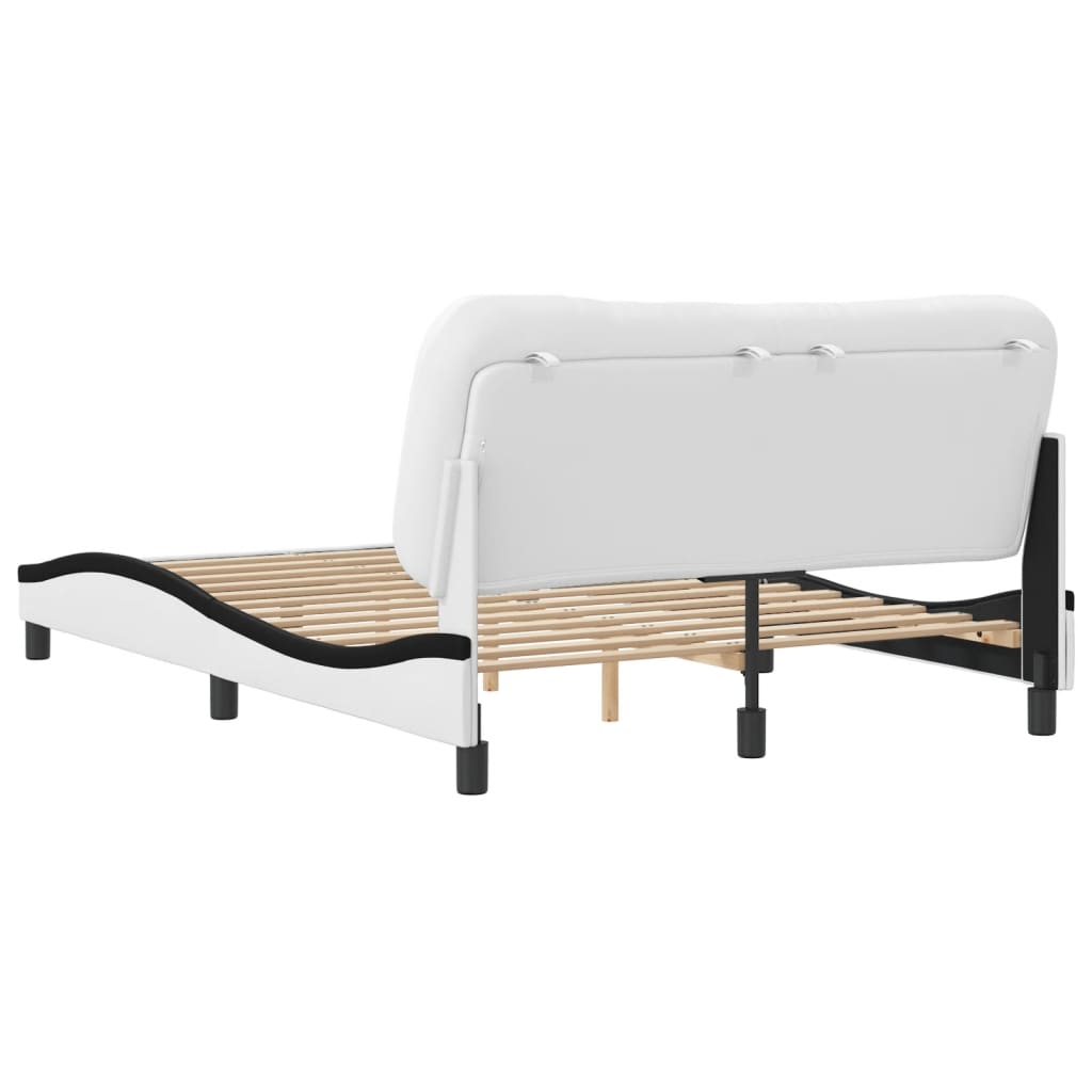 Cadre de lit sans matelas blanc et noir 120x200 cm similicuir - XIOS