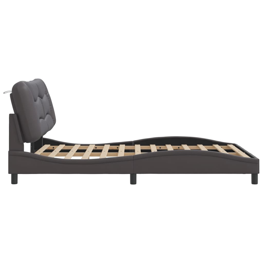 Cadre de lit sans matelas gris 140x200 cm similicuir - XIOS