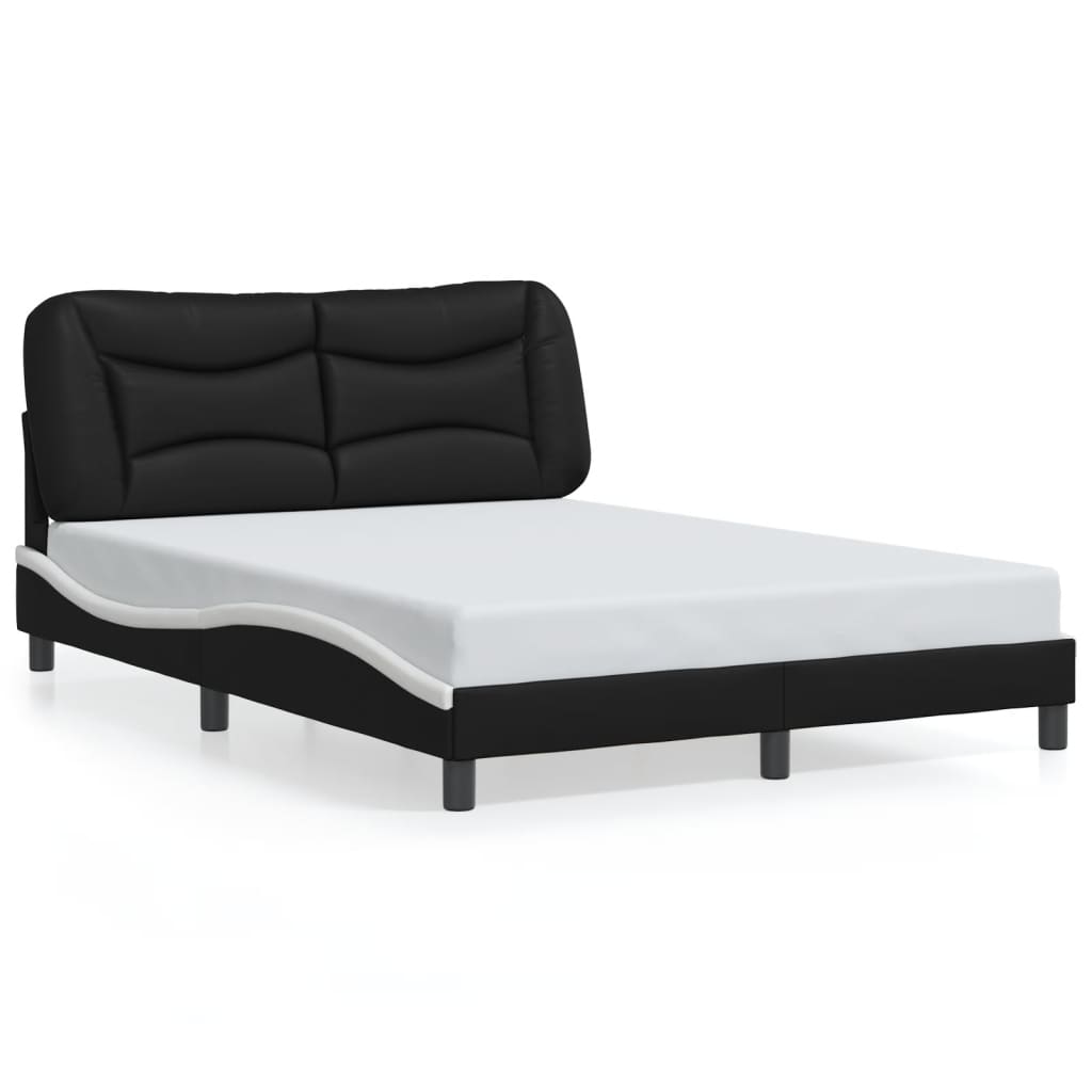 Cadre de lit sans matelas noir et blanc 140x200 cm similicuir - XIOS